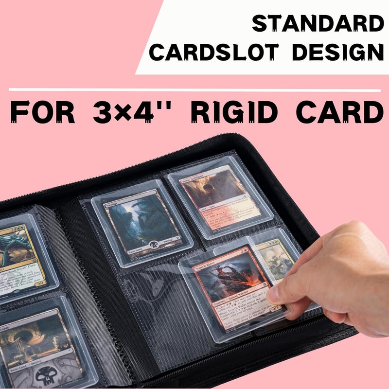 KUOOKING Toploader Binder, Holds 128+ Toploaders, 4 Pocket Top Loader Card Storage Case, Double-Sided Pockets for trading card in 3 x 4'' Toploaders（Pink） - Image 5